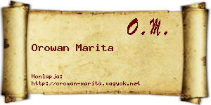 Orowan Marita névjegykártya